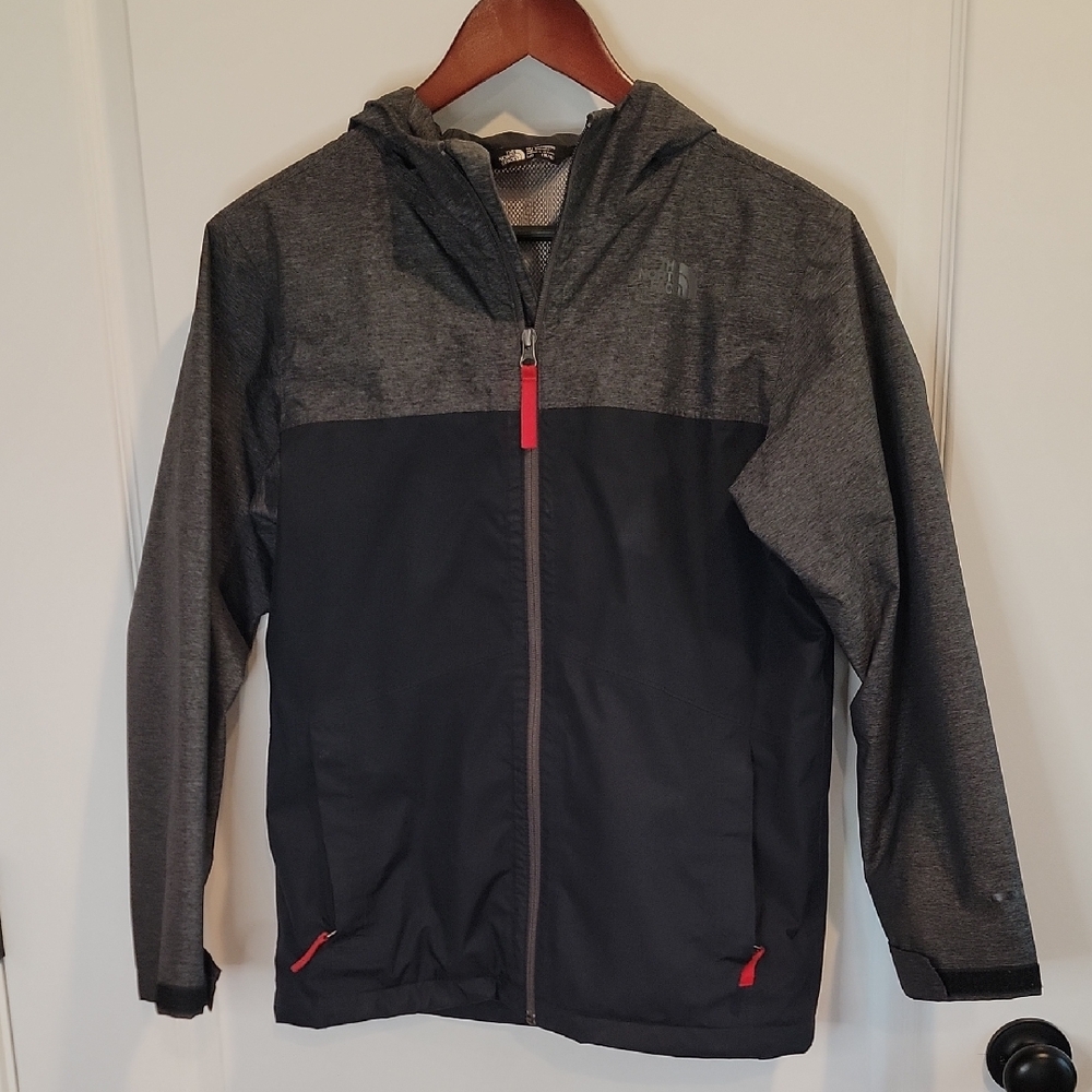 The North Face, Raincoat/Windbreaker, Size Large(14-16yrs) Black And Gray EUC